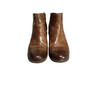 Teva Women's Leather Ankle Side Zip Boots Cognac Size 8.5